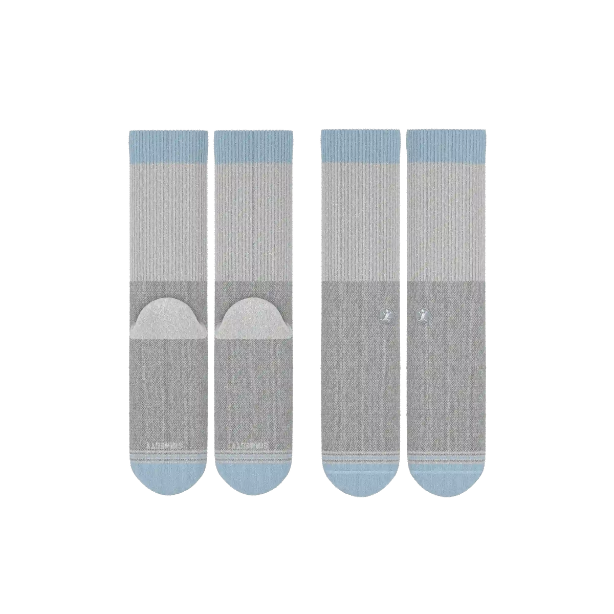 The Pacific Blue | Blue Grey Tri Color Block Heel Hammock™ Crew Socks 3 Pack