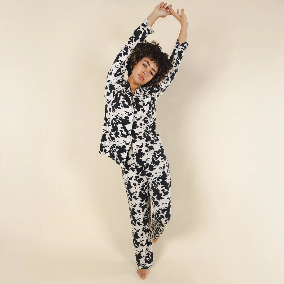 The Graze Escape | Cow Hide SleepDeep™ Women’s Long Sleeve Pajama Set