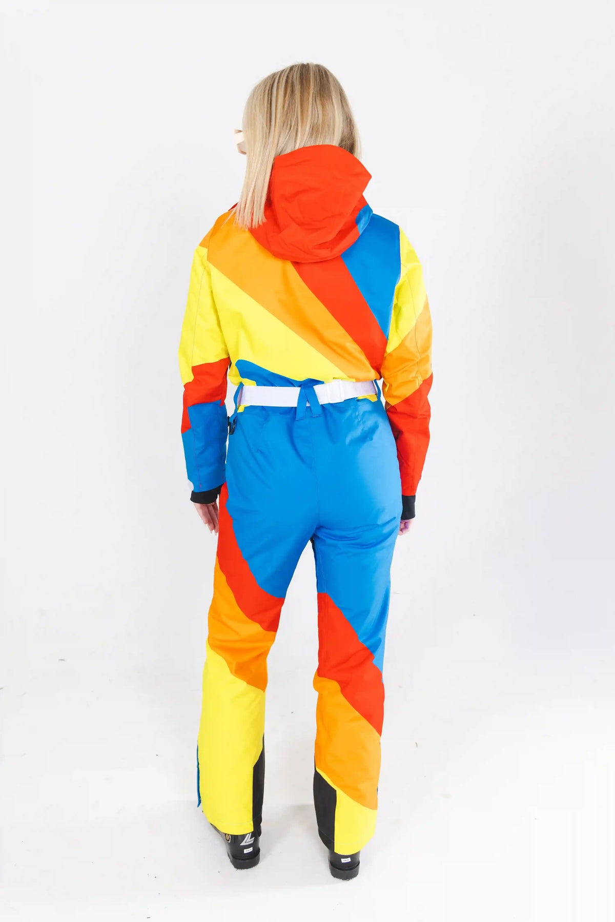 The Groovy Gondola | Orange Retro Swirl Women's One Piece Ski Suit