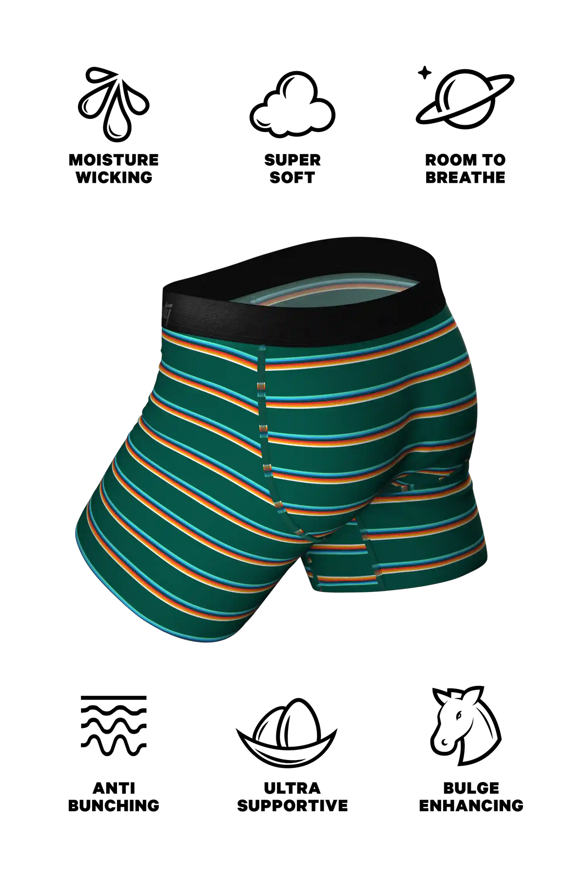 The Old Schooler | Retro Green Stripe Ball Hammock® Pouch Underwear With Fly