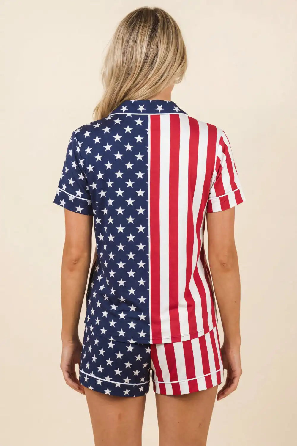 The Reagans | American Flag Button Down Short Pajama Set
