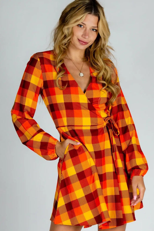 That 70s Dress | Thanksgiving Plaid Wrap Dress