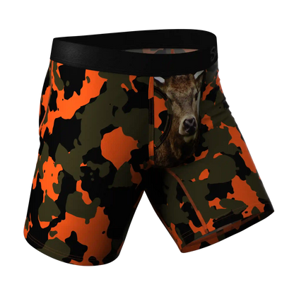 The Bambi Bunchers | Orange Camo Deer Ball Hammock® Boxer - Long Leg
