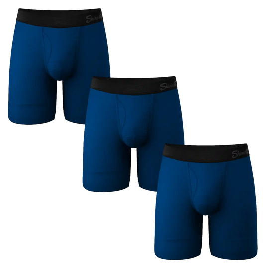 The Package Deal | Long Leg Navy Blue Ball Hammock® Pouch Underwear With Fly 3 Pack