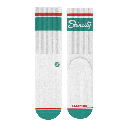 The Turks and Caicos | White and Teal Heel Hammock™ Crew Socks