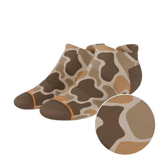 The Out Of Sight | Light Duck Camo Heel Hammock™ Ankle Socks