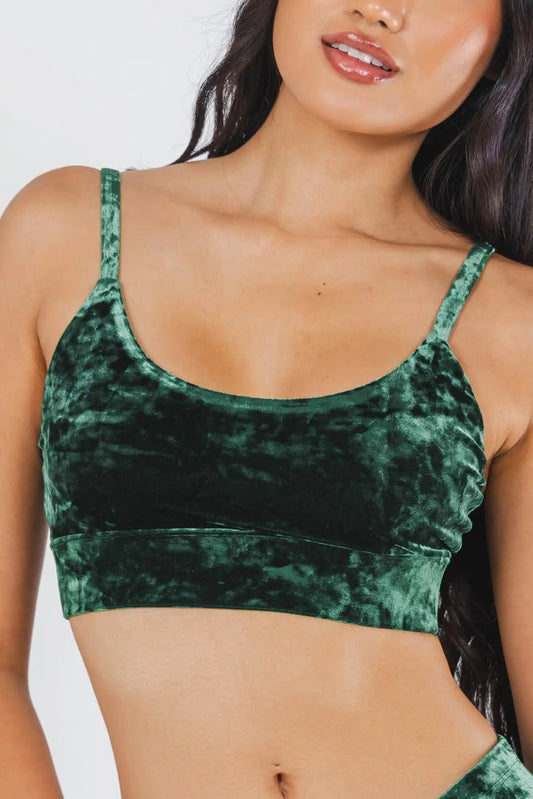 The Extravagance | Dark Green Velvet Bralette