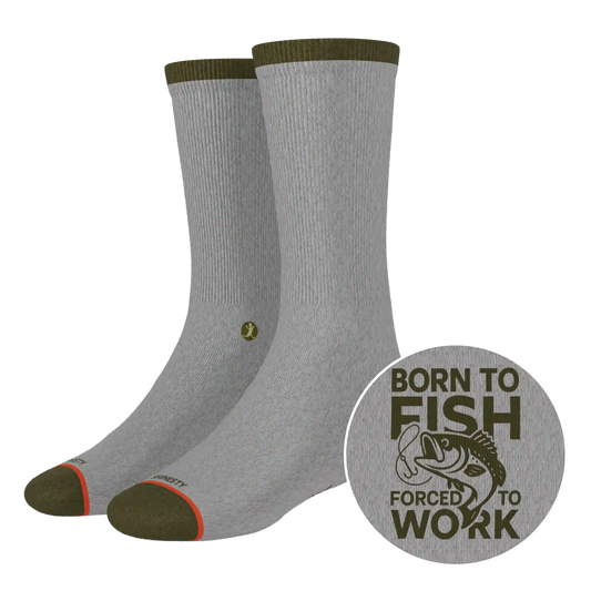The Born To Fish | Fishing Motto Heel Hammock™ Crew Socks