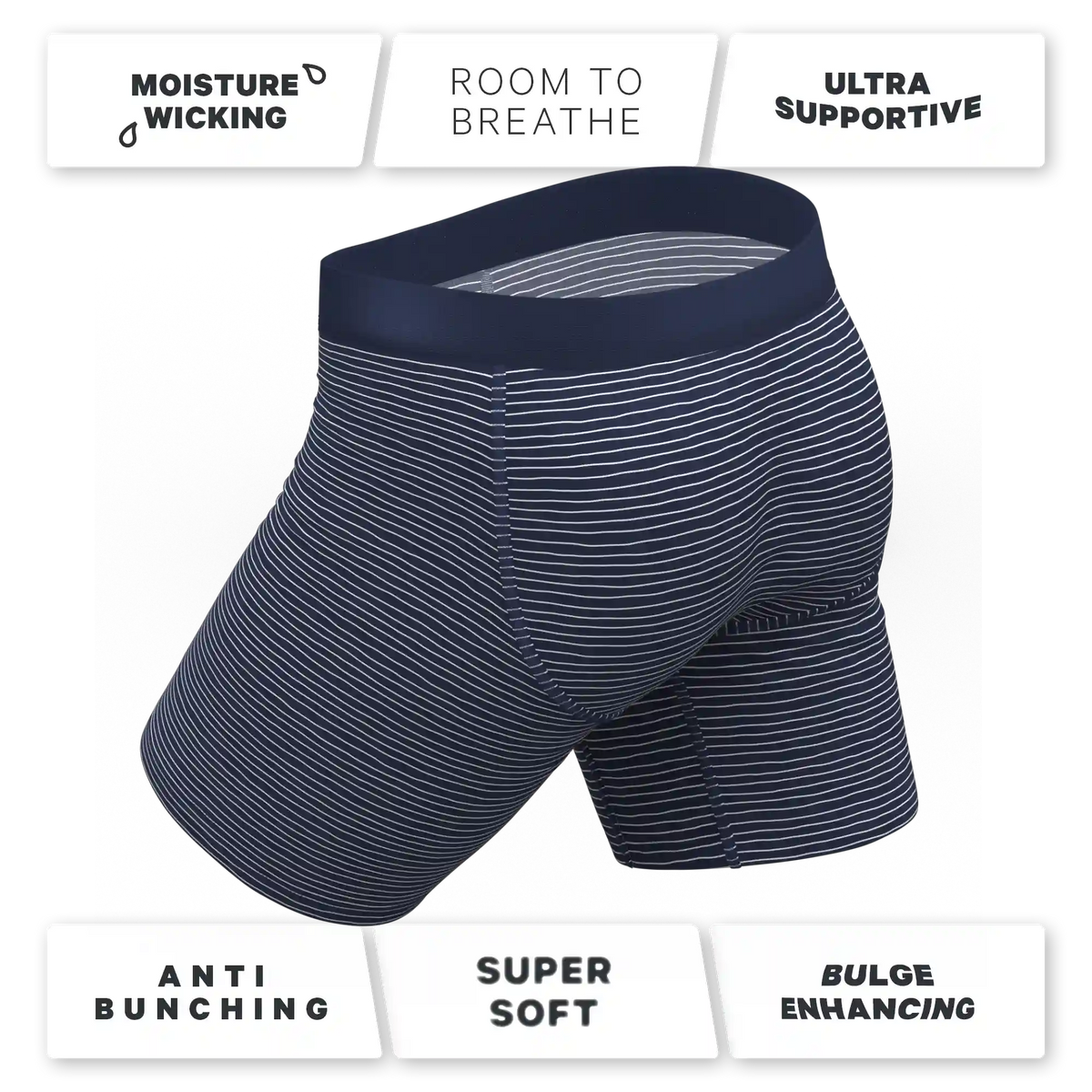 The Cheek Streak | White Stripe Ball Hammock® Boxer - Long Leg