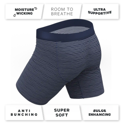 The Cheek Streak | White Stripe Ball Hammock® Boxer - Long Leg