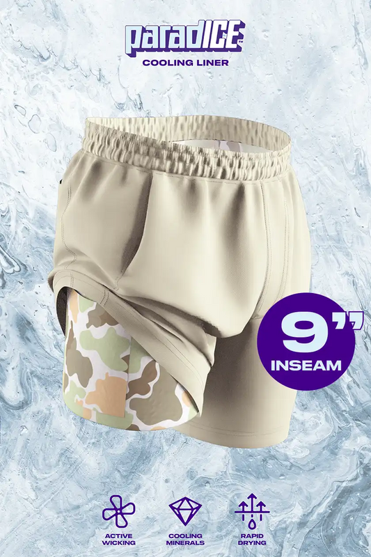 The Lieutenant | Khaki and Camo Ball Hammock® 9 Inch Athletic Shorts