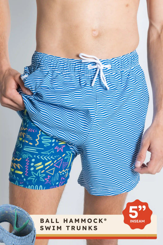 The Swim Lesson | Blue Wave Tropical Ball Hammock® Pouch 5" Swim Trunks