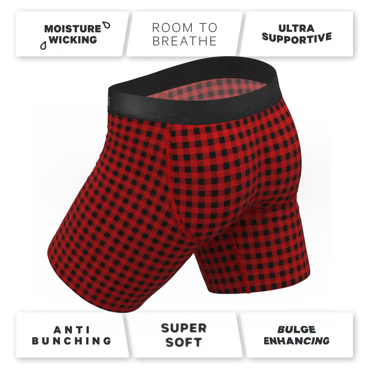 The Cardinal | Micro Buffalo Check Ball Hammock® Boxer - Long Leg