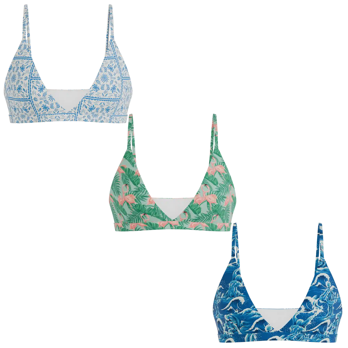 The Mediterranean Mischief | Boob Hammock™ Triangle Bralette 3 Pack