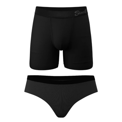 The Jack And Jane | Couples Matching Black Ball Hammock® Boxer and Cheeky Pack