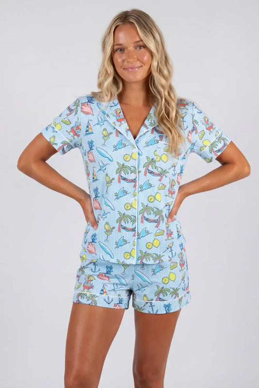 The Boat Drinks | Shinesty x Margaritaville® Button Down Short Pajama Set