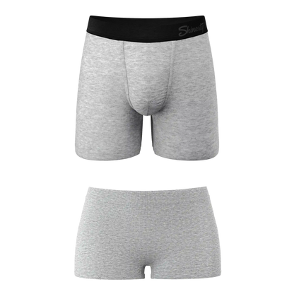 The Intramural Champ | Grey Boyshort and Ball Hammock® Boxer Matching Couples Underwear Pack