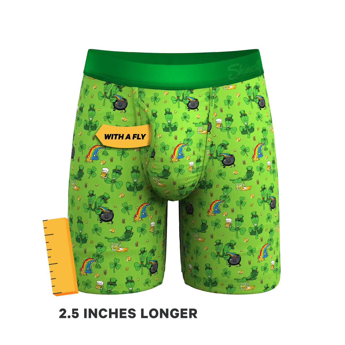 The 3 Leafs To The Wind | St Patricks Day Clovers Ball Hammock® Boxer - Long Leg