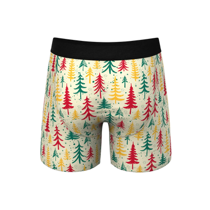 The Pine Tree Playboy | Retro Christmas Trees Ball Hammock® Pouch Underwear With Fly