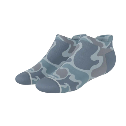 The Trail Runner | Tonal Grey Camoflauge Heel Hammock™ Ankle Socks