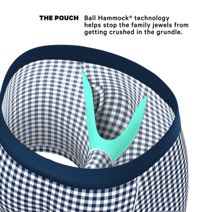 The Mad For Plaid | Navy Gingham Ball Hammock® Pouch Underwear With Fly