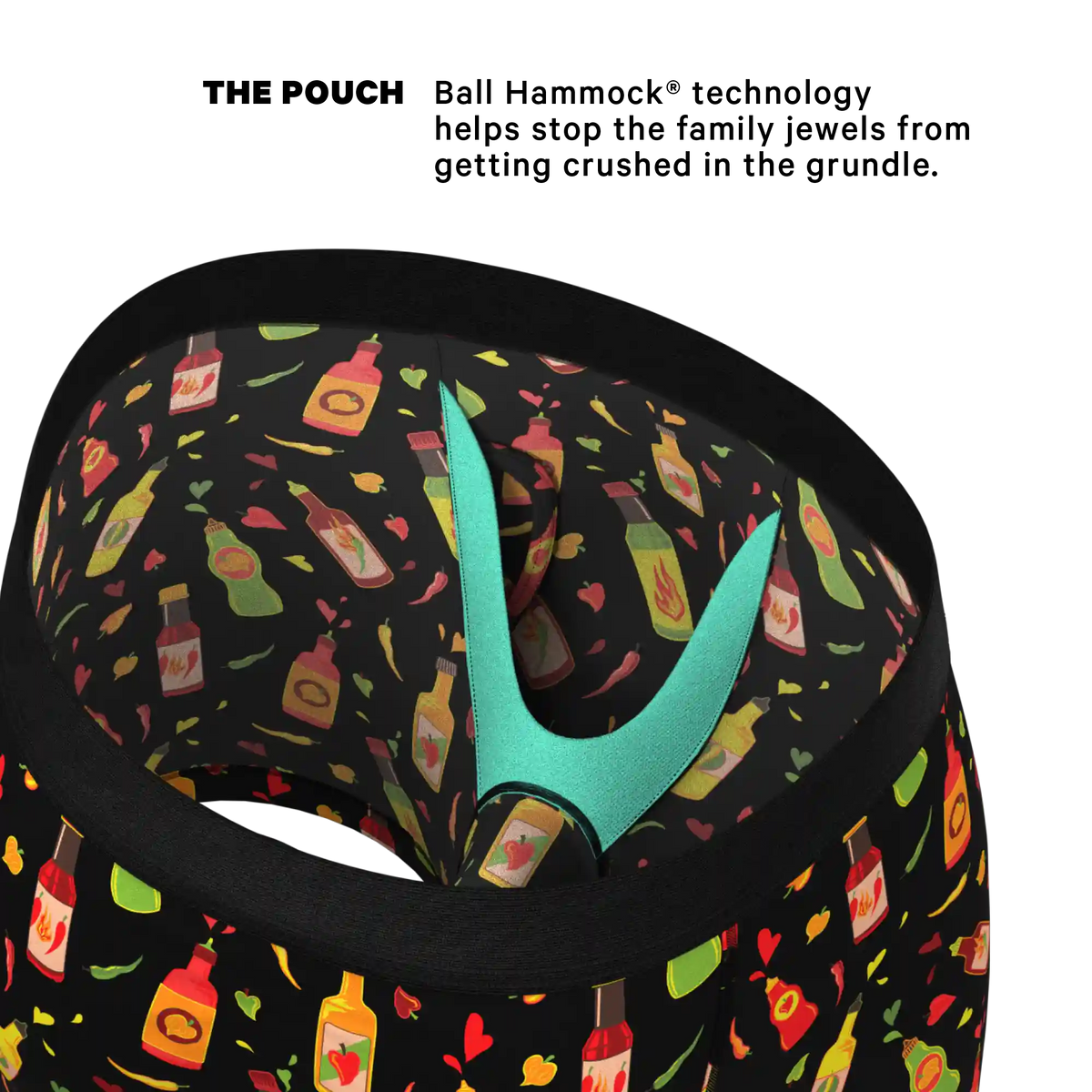The Gotcha Sriracha | Hot Sauce Ball Hammock® Pouch Underwear With Fly