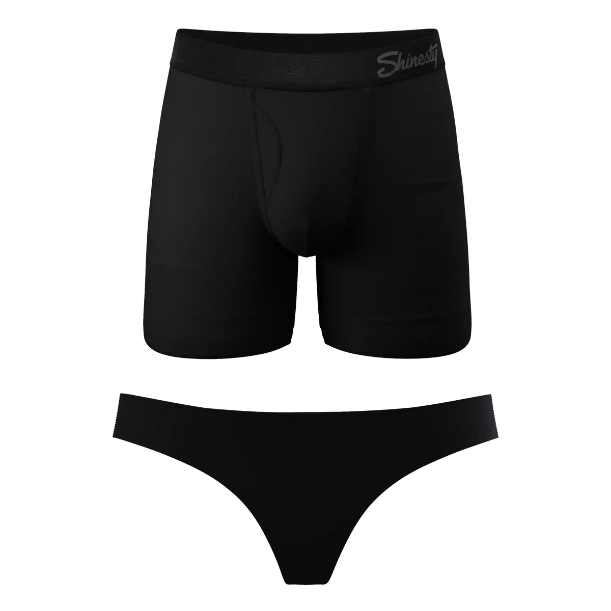 The Licorice Limbo | Black Couples Ball Hammock® Boxer With Fly and Thong 2 Pack