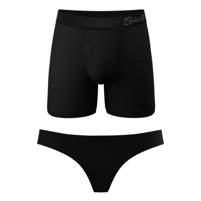 The Licorice Limbo | Black Couples Ball Hammock® Boxer With Fly and Thong 2 Pack