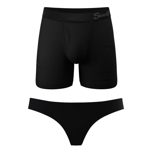 The Licorice Limbo | Black Couples Ball Hammock® Boxer With Fly and Thong 2 Pack
