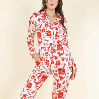 The Santa Slays | Christmas Toile SleepDeep™ Women’s Long Sleeve Pajama Set