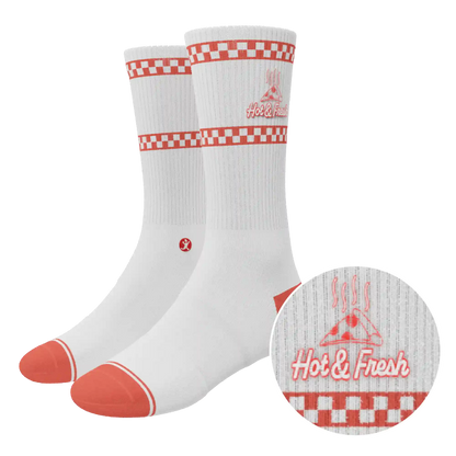 The Hot & Fresh | Pizza Box Heel Hammock™ Crew Socks