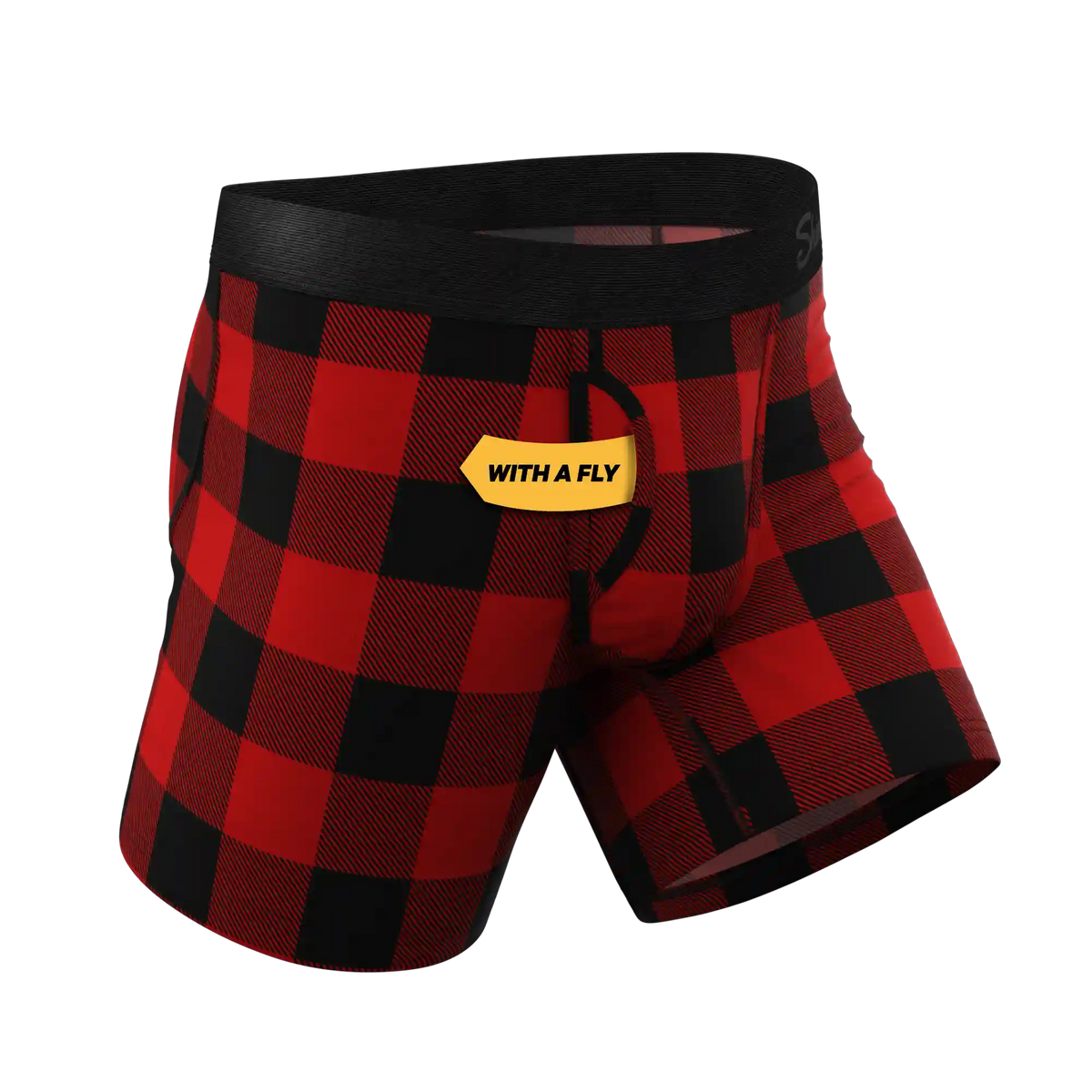 The Red & Black Lumberjack | Buffalo Check Ball Hammock® Pouch Underwear With Fly