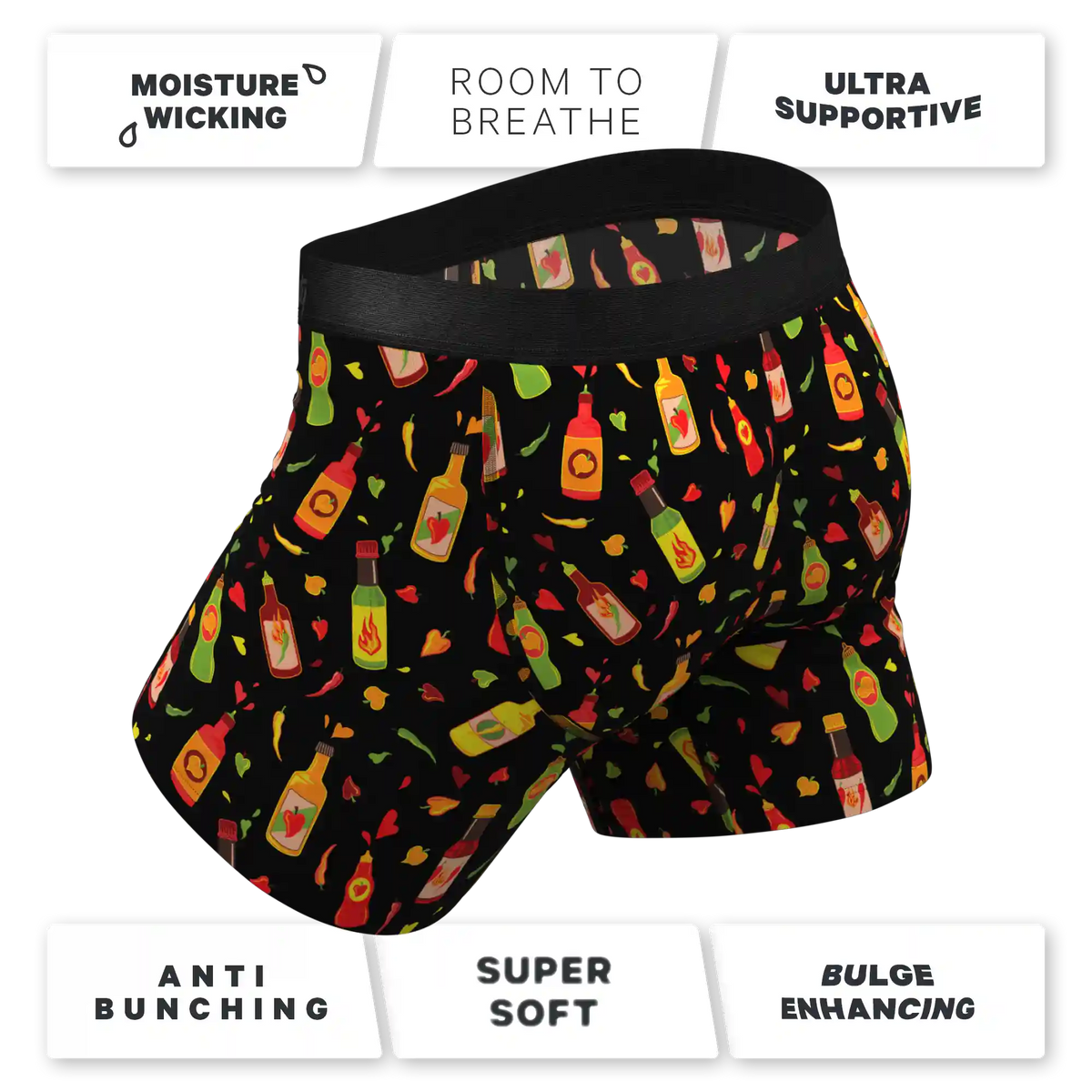 The Gotcha Sriracha | Hot Sauce Ball Hammock® Pouch Underwear With Fly