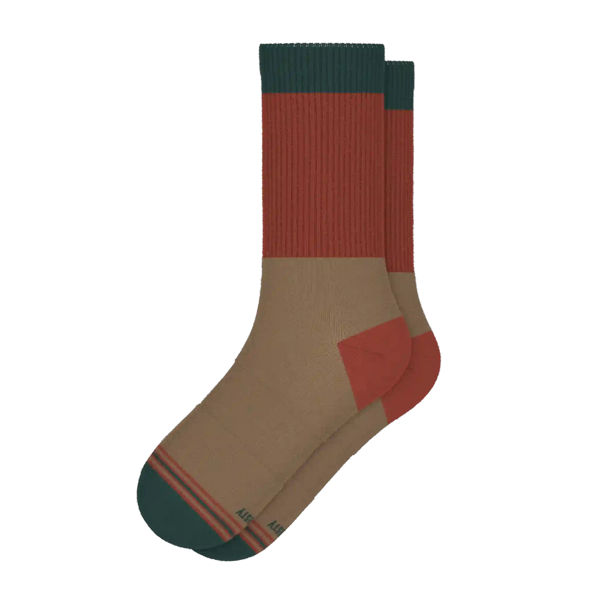 The Car Camper | Earth Tone Color Block Heel Hammock™ Crew Socks