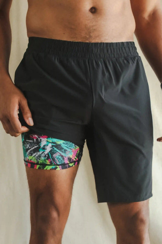 The Warm Up | Black and Neon Ball Hammock® 9 Inch Athletic Shorts