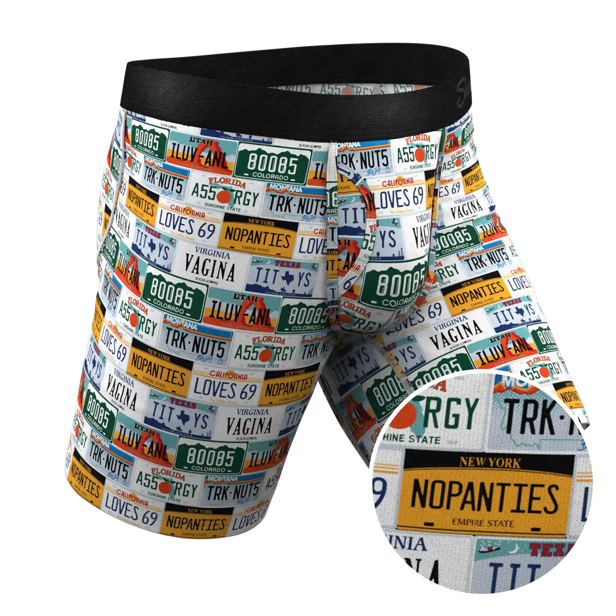 The DMV Catastrophe | License Plates Ball Hammock® Boxer - Long Leg