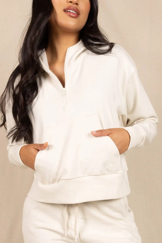 The Cream Of The Crop | Oatmeal Goldilocks™ Women’s Half Zip Lounge Hoodie