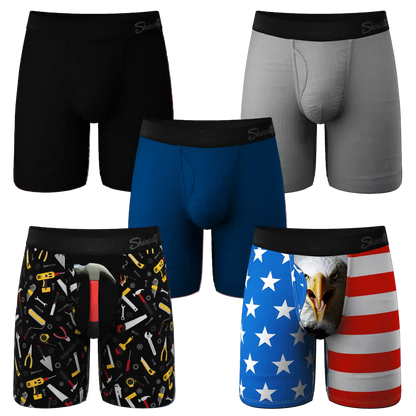 The Best Dad Pack | Long Leg Ball Hammock® Pouch Underwear With Fly 5 Pack