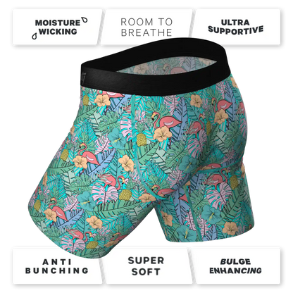 The Hot Tropic | Tropical Flamingo Ball Hammock® Boxer - Long Leg