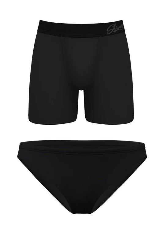 The Threat Level Midnight | Black Bikini and Ball Hammock® Boxer Matching Couples Underwear Pack