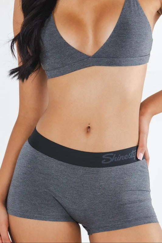 The Basalt | Heather Charcoal Boyshort Underwear with Waistband