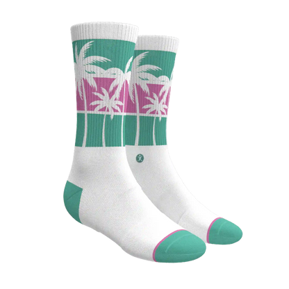The Venice Beach | Palm Trees Heel Hammock™ Crew Socks