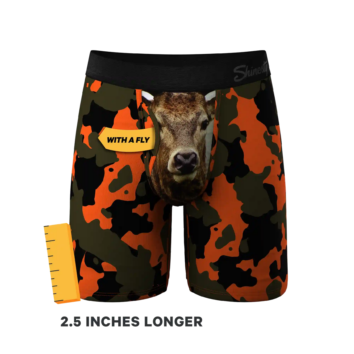 The Bambi Bunchers | Orange Camo Deer Ball Hammock® Boxer - Long Leg