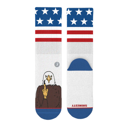 The One Finger Salute | American Flag Heel Hammock™ Crew Socks