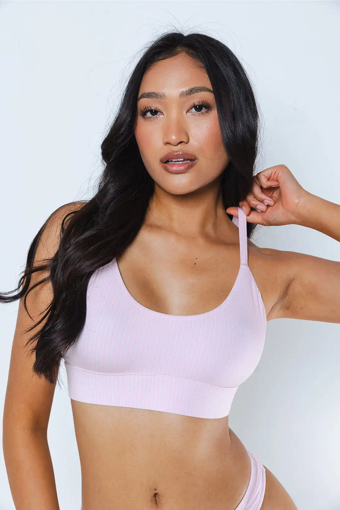 The Aphrodite | Light Pink Striped Boob Hammock™ Scoop Bralette