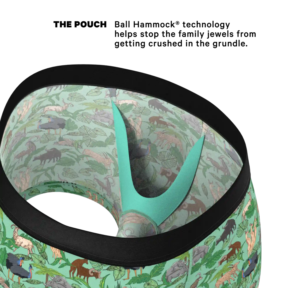 The Hornography | Tropical Animals Ball Hammock® Pouch Trunks Underwear