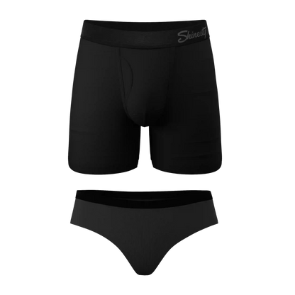The Jack And Jane | Couples Black Ball Hammock® Boxer With Fly and Cheeky Pack