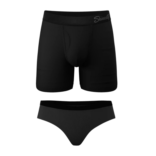 The Jack And Jane | Couples Black Ball Hammock® Boxer With Fly and Cheeky Pack