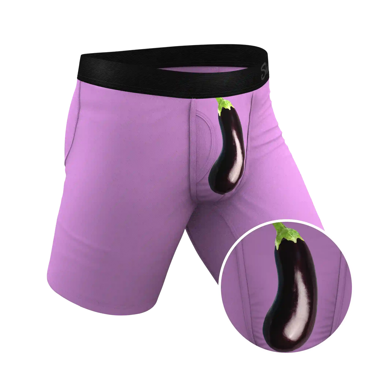 The Double Entendre | Eggplant Ball Hammock® Boxer - Long Leg