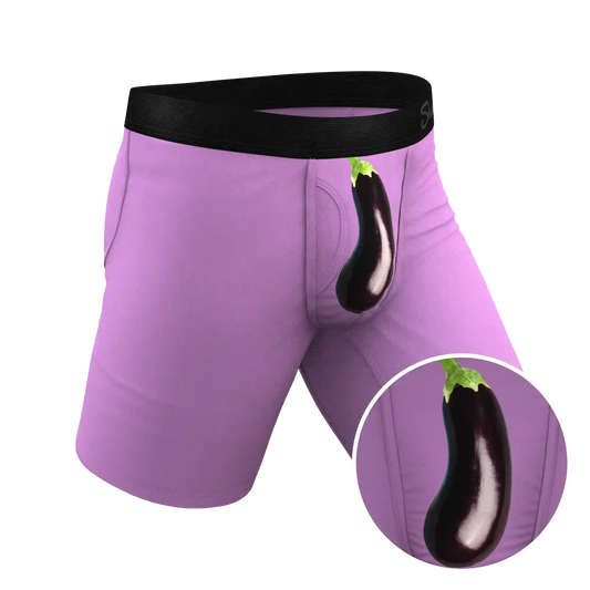 The Double Entendre | Eggplant Ball Hammock® Boxer - Long Leg